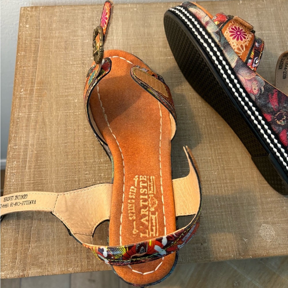 Colorful Floral Wedge Sandals - Picture 16 of 16